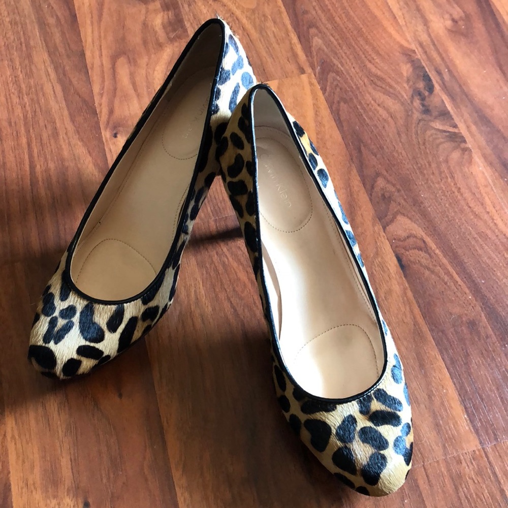 Calvin Klein Leopard Print Fur High Heels